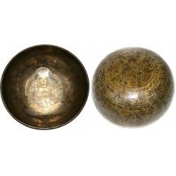 Bol Chantant Tibétain Gravé FAIT MAIN 14 CM 