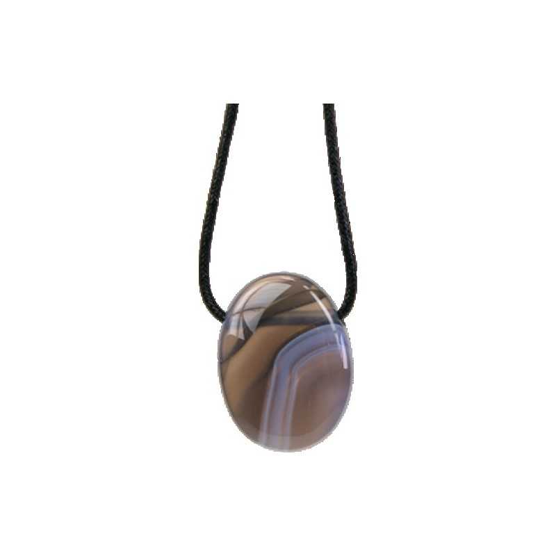 Pendentif Pierre Ovale Percée - Agate Rubanée