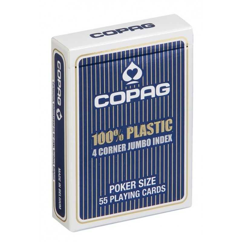 Cartes POKER COPAG 100% Plastique JUMBO Index 4  Bleu