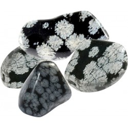 Piedras rodadas de obsidiana negra moteada (nieve)
