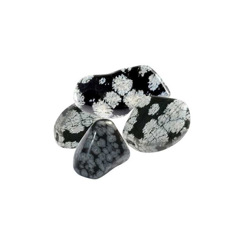 Pierres Roulées  Obsidienne Noires Mouchetées (Neige)