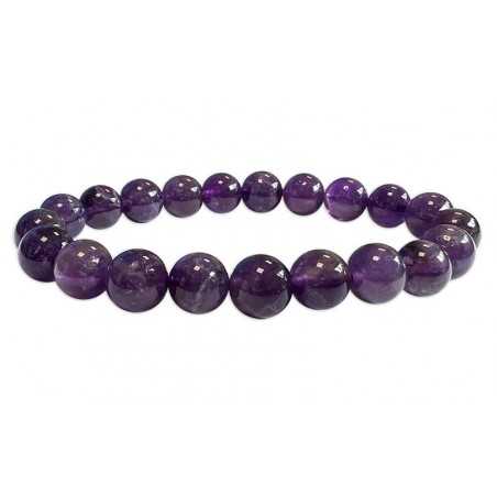 Bracelet Perles Améthyste 8 Mm - Pierre Violette - Neuf Avec étiquettes