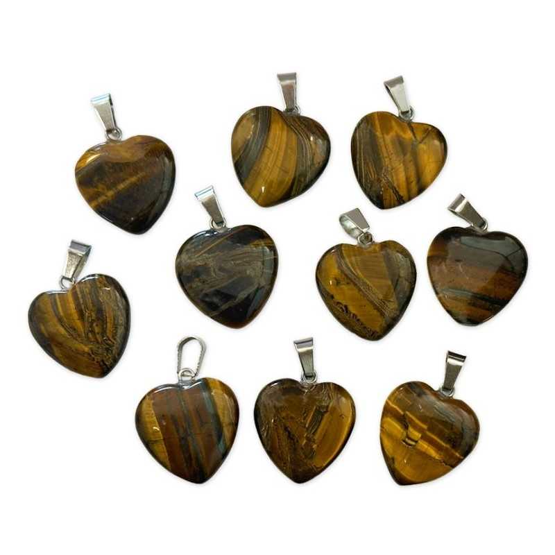 Tiger Eye Heart Pendant 15mm