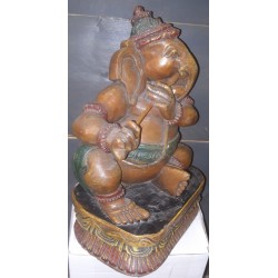 Statuette Ganesh Musicien en Bois 30 cm chez Mandala