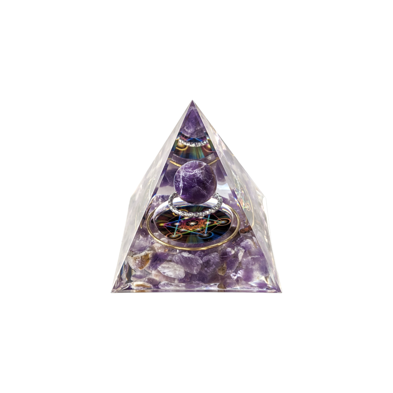 Pyramide Orgonite Améthyste Motif Métatron chez Mandala