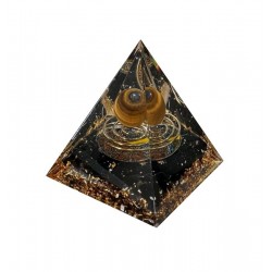 Pyramide Orgonite Oeil de Tigre, Obsidienne Arbre de Vie & Spirale