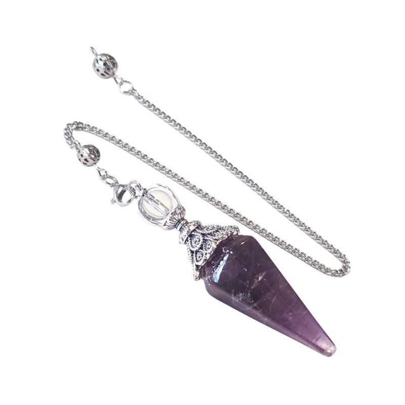 Amethyst & Metal Pendulum 6 faces