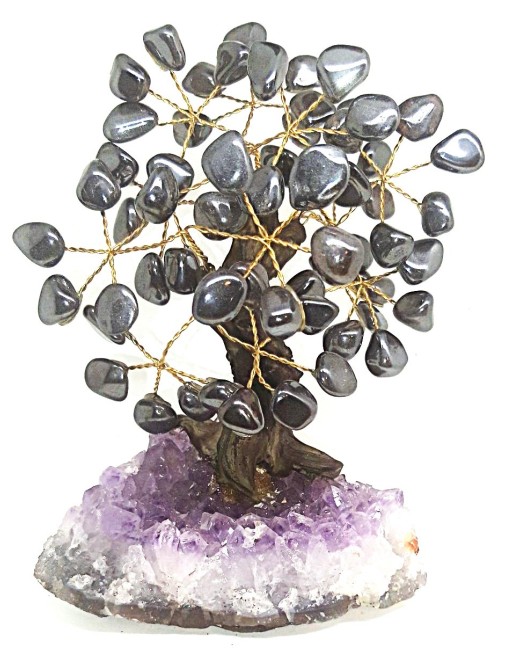 Arbre de Vie Pierres Hématite Socle Améthyste chez Mandala