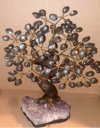 Arbre de Vie Hématite Naturelle sur Socle Améthyste chez Mandala