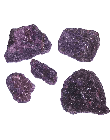 Pezzi di lepidolite cruda