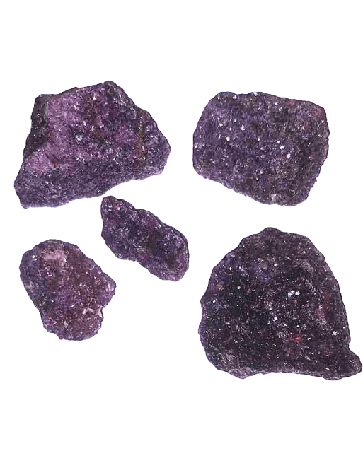 Pezzi di lepidolite cruda