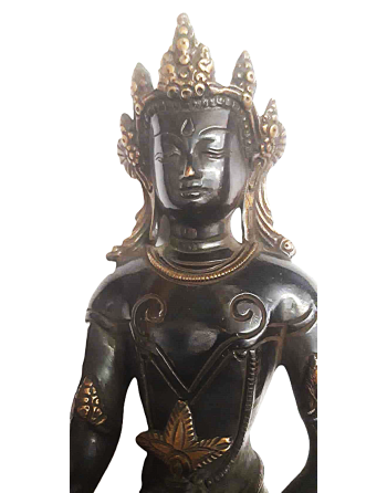 Tibetan Buddha Statuette Blackened Brass