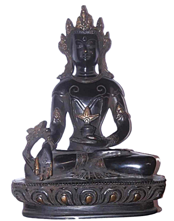 Tibetan Buddha Statuette Blackened Brass