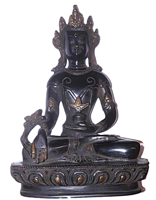 Tibetan Buddha Statuette Blackened Brass