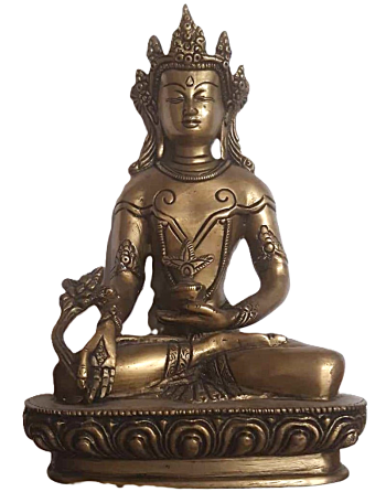 Bouddha Tibétain Statuette Laiton Doré 21 cm chez Mandala