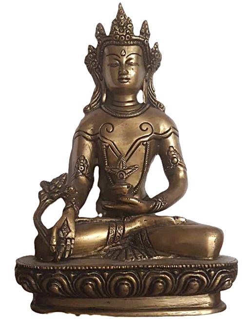 Bouddha Tibétain Statuette Laiton Doré 21 cm chez Mandala