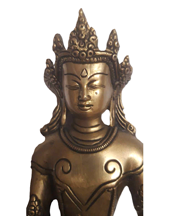 Bouddha Tibétain Statuette Laiton Doré 21 cm chez Mandala