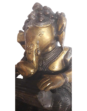 Ganesh Musicien Statuette Laiton