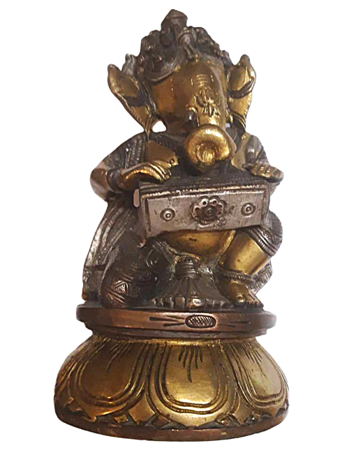 Ganesh Musicien Statuette Laiton