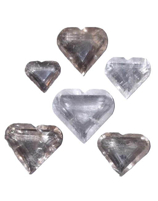 Corazones Facetados de Cristal de Roca y Cuarzo