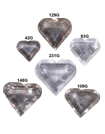 Rock Crystal and Quartz Faceted Hearts