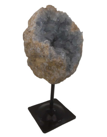 Blue Calcite Druse on Metal Support