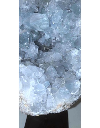 Blue Calcite Druse on Metal Support