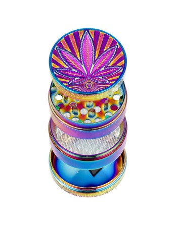 Grinder Fire-Flow Rainbow Highlife Leaf 50MM chez Mandala