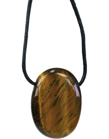 Pierced Oval Stone Tiger Eye Pendant