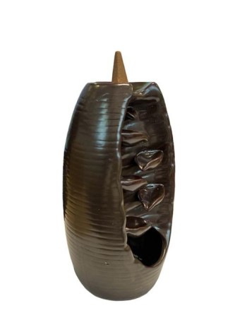 Porta incienso de cerámica marrón-dorado de 20 cm