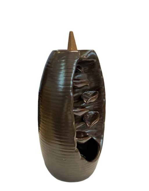 Porta incienso de cerámica marrón-dorado de 20 cm