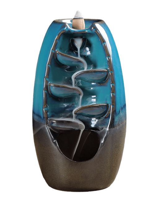 Porta incenso in ceramica a riflusso blu-marrone 20 cm