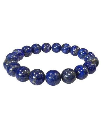 Bracciale con perle rotonde di lapislazzuli da 10 mm