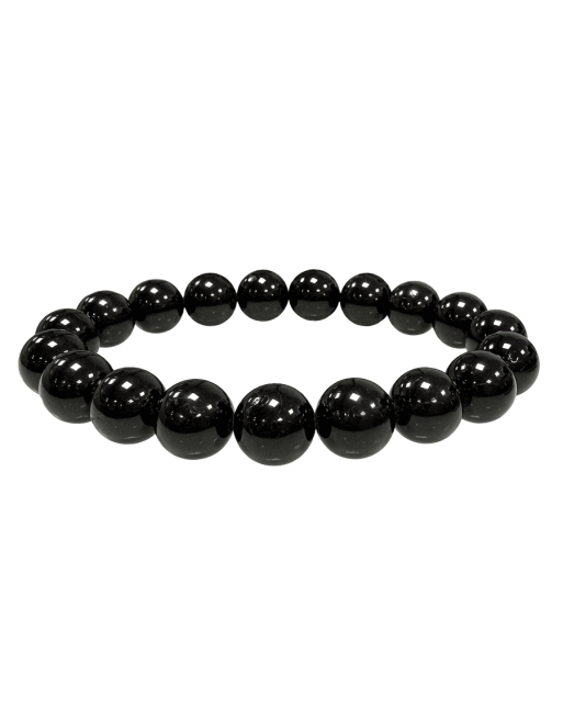 Bracciale Perline Tormalina Nera 10MM