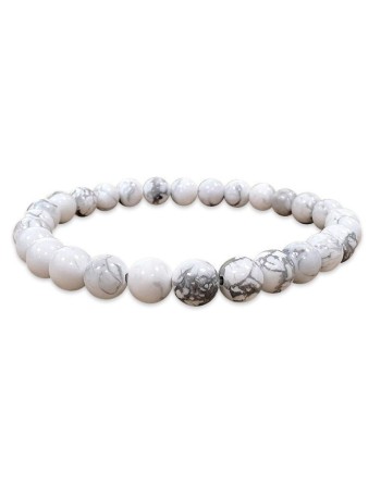 Armband aus runden Howlith-Perlen, 6 mm