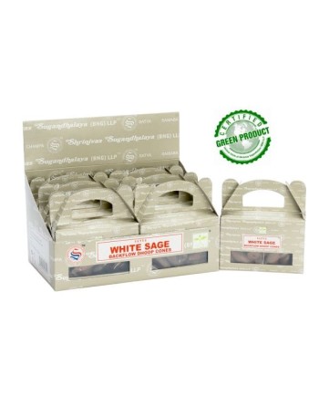 Satya Backflow Incense Cones with White Sage x24