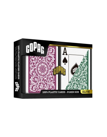 Copag 2 Spielkarten, Grün und Burgunderrot, 100 % Kunststoff, in einer Schachtel