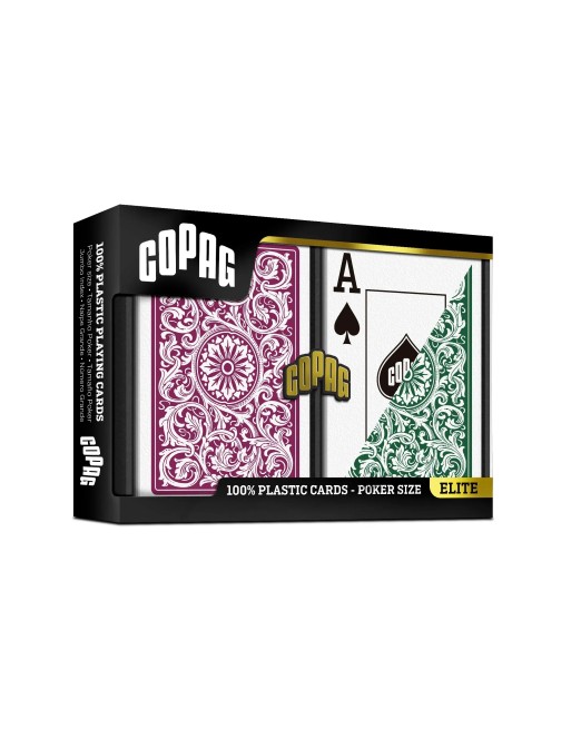 Cartes Copag 2 Jeux Vert et Bordeaux 100% Plastique en Coffret