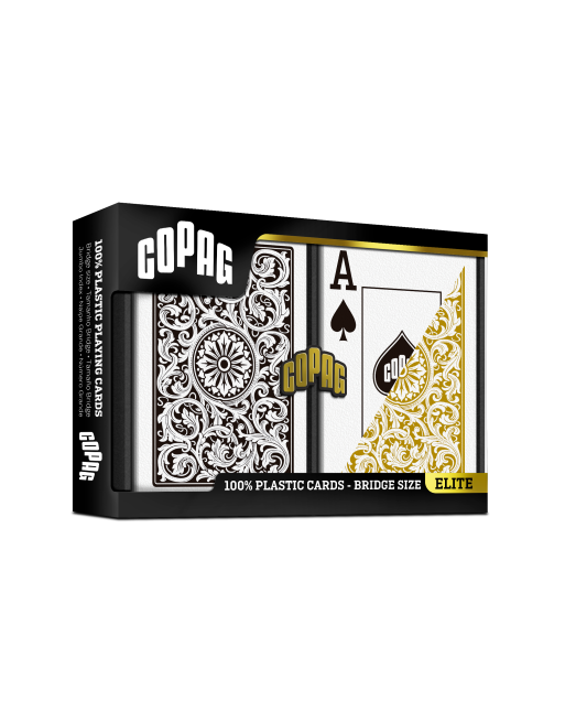 Cartes Copag 2 Jeux Noir et doré 100% Plastique en Coffret